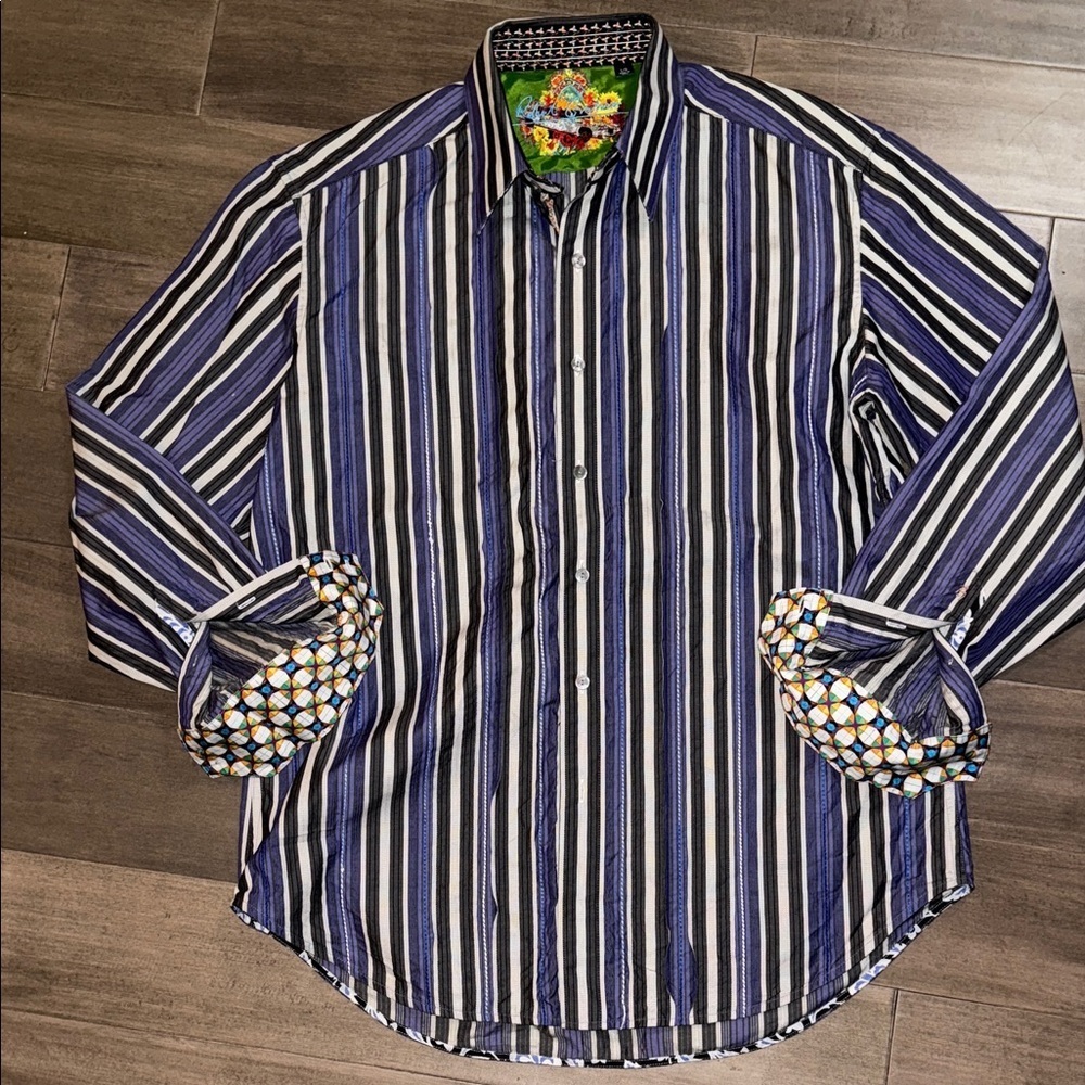 Robert Graham Striped Button Down Shirt SZ Large